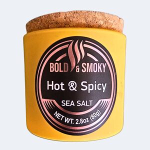 Bold & Smoky Hot & Spicy havssalt i gul burk med korklock, 80 g